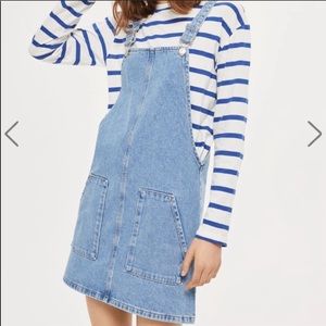 Topshop Moto light wash jean overall dress-size 6